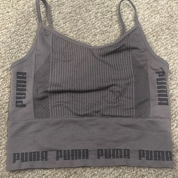 puma training evoknit seamless light support crop top charcoal grey - Picture 5 of 7